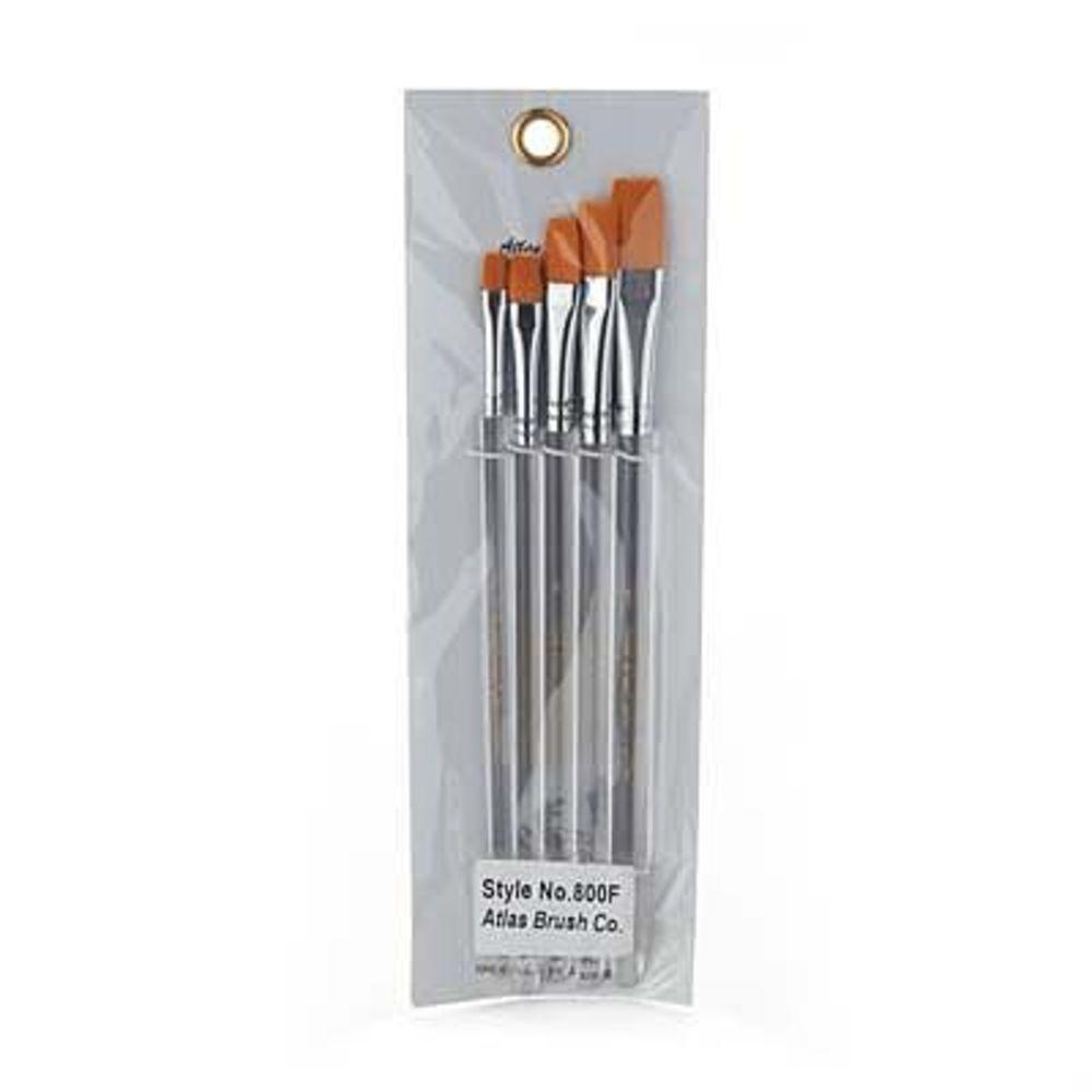 5 pc Flat Taklon Brush Set