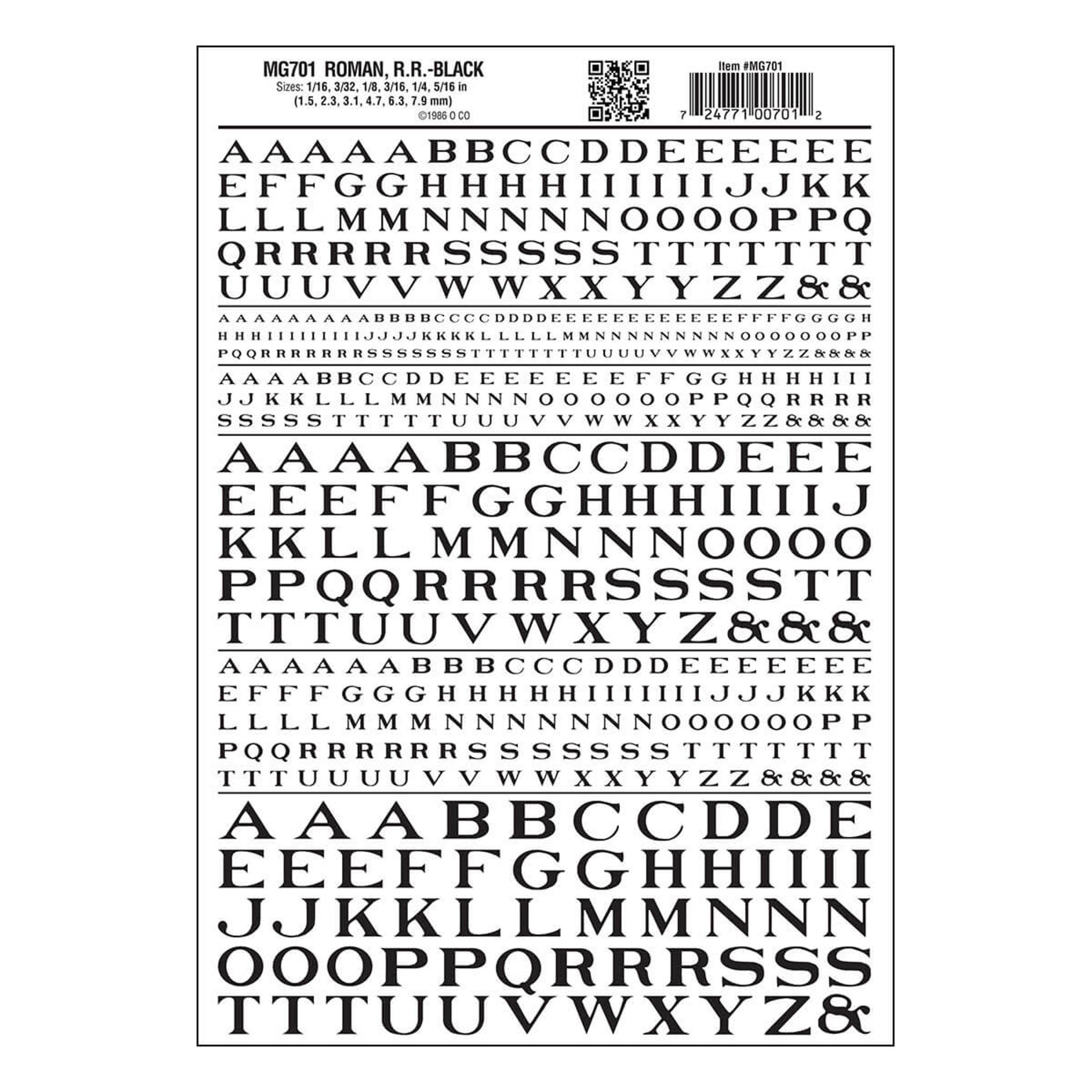 Woodland Scenics Roman R.R. Letters (Black)