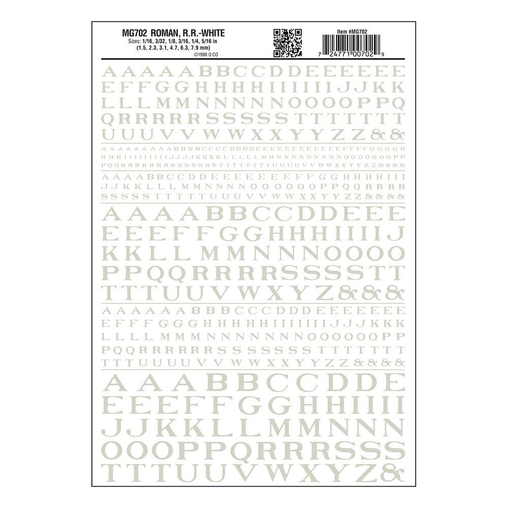 Graphic - Roman R.R. Letters White 1/16-5/16"