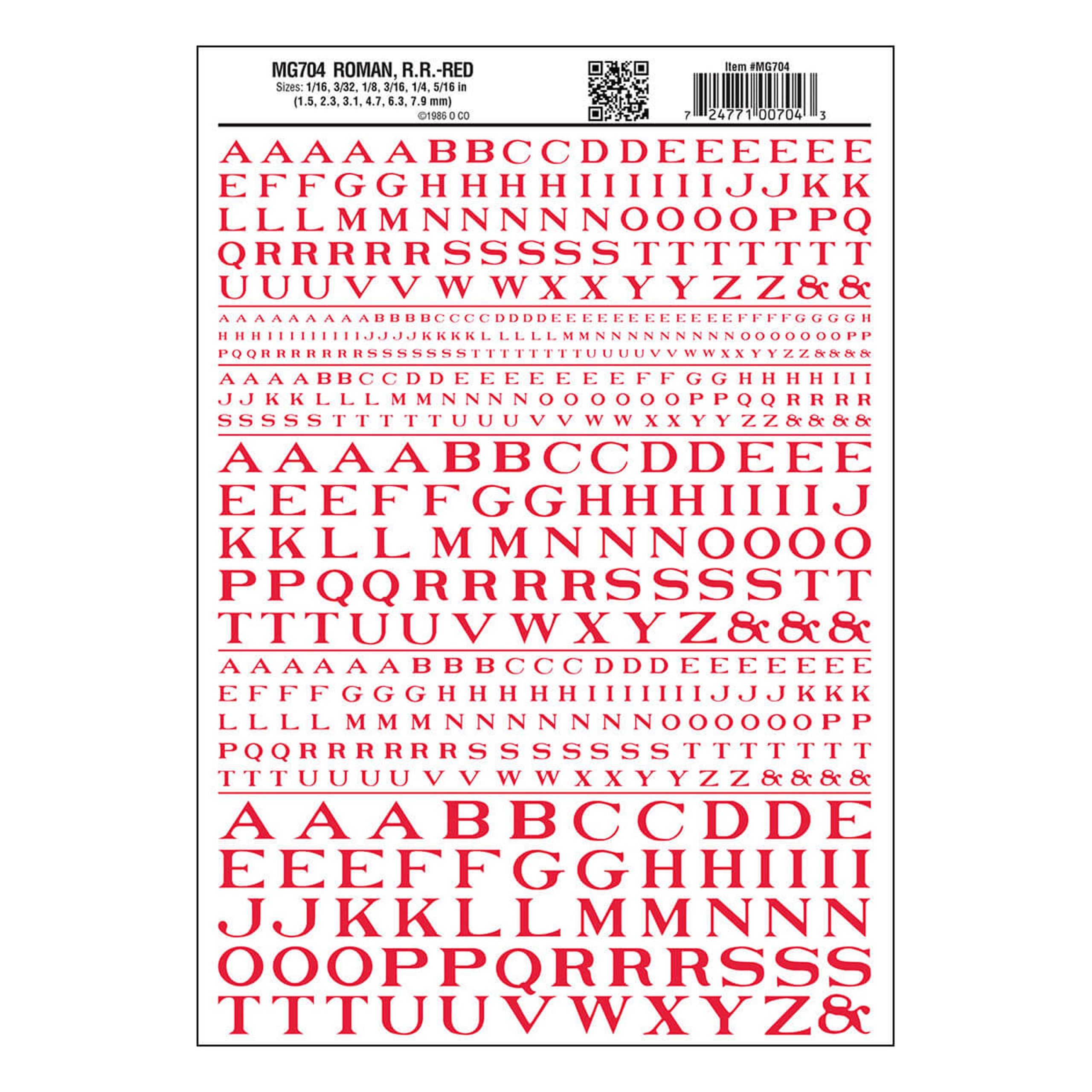 Woodland Scenics Roman R.R. Letters (Red)