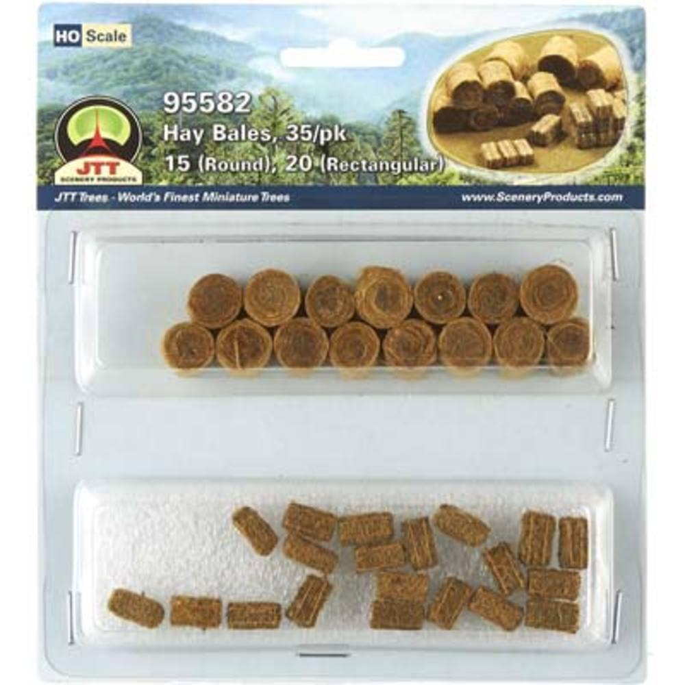 HO Scale Hay Bales - Round (15) & Rectangular (20)