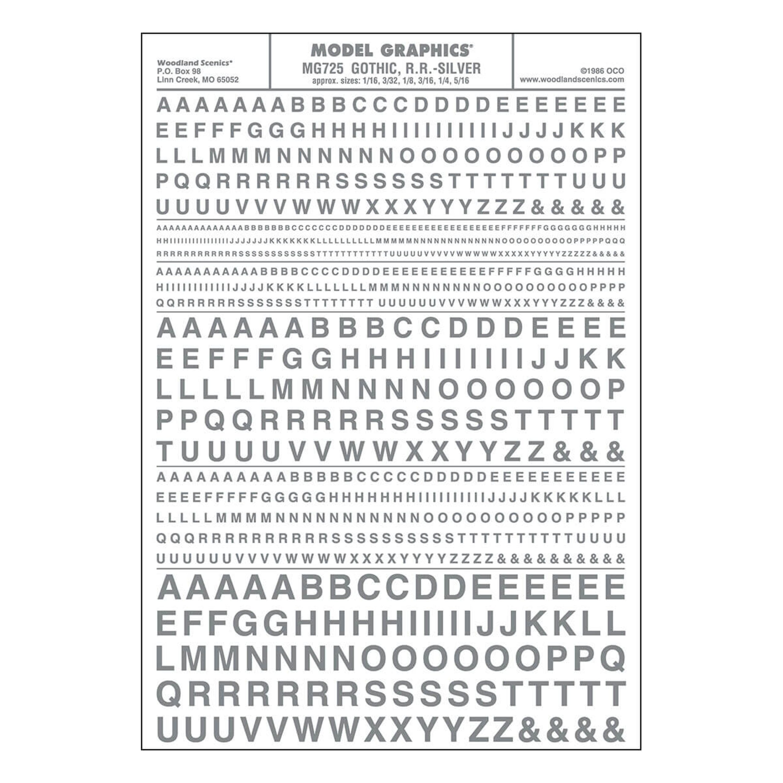 Woodland Scenics Gothic R.R. Letters (Silver)