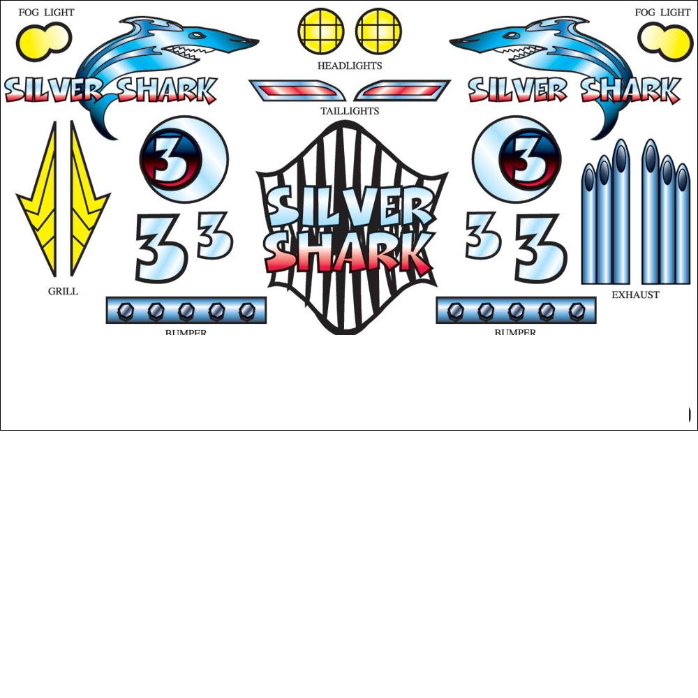 Pinewood Derby Silver Shark Stick-On Decal
