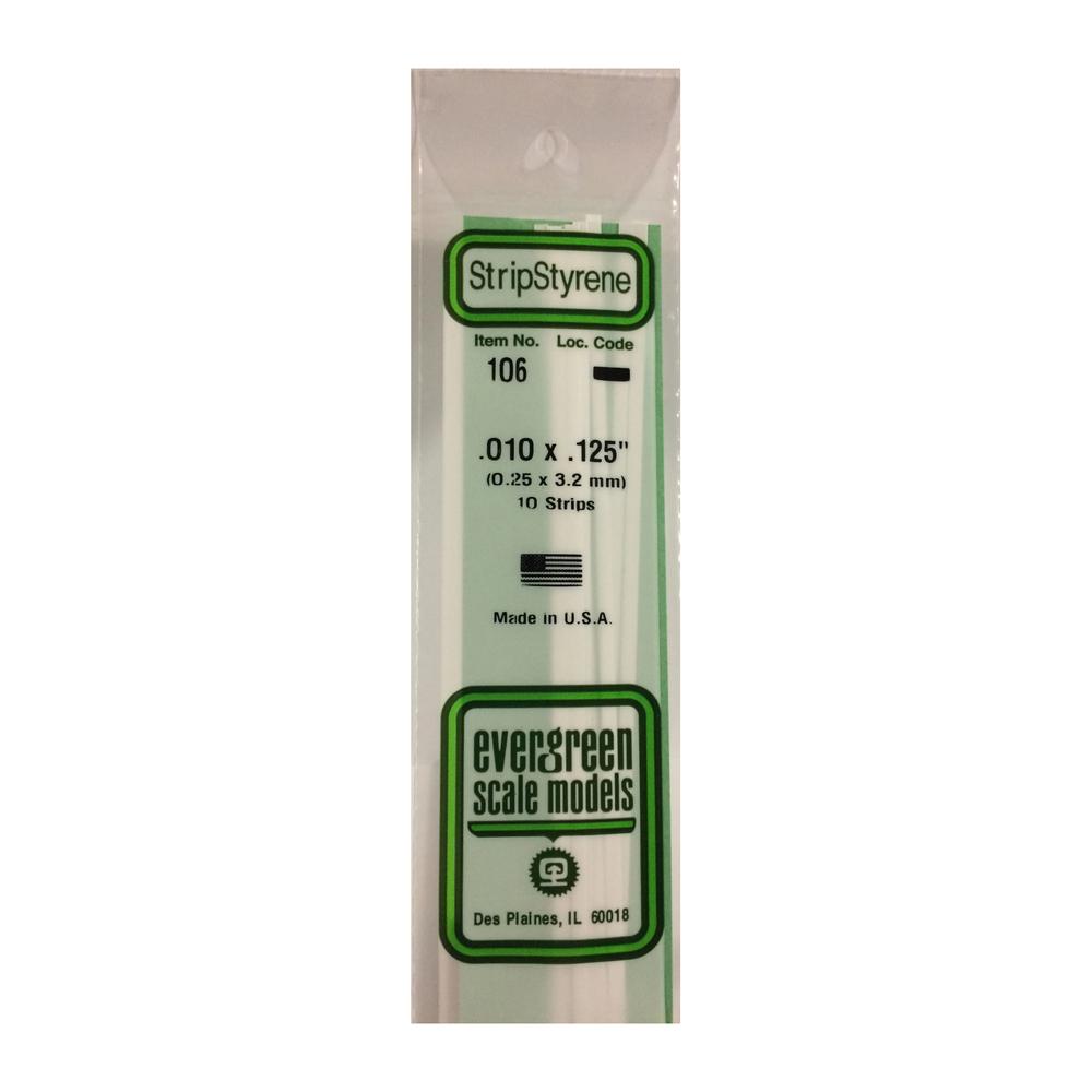 Evergreen StripStyrene Polystyrene Strips (Opaque White, .010/.125in)