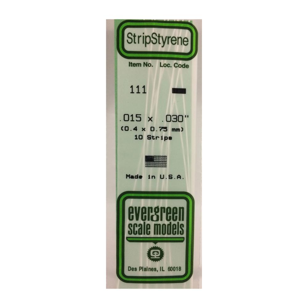 Evergreen StripStyrene Polystyrene Strips (Opaque White, .015/.030in)