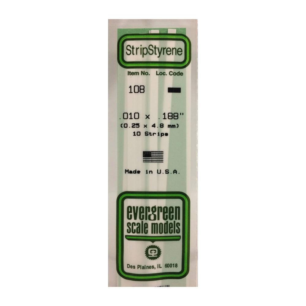 Evergreen StripStyrene Polystyrene Strips (Opaque White, .010/.188in)