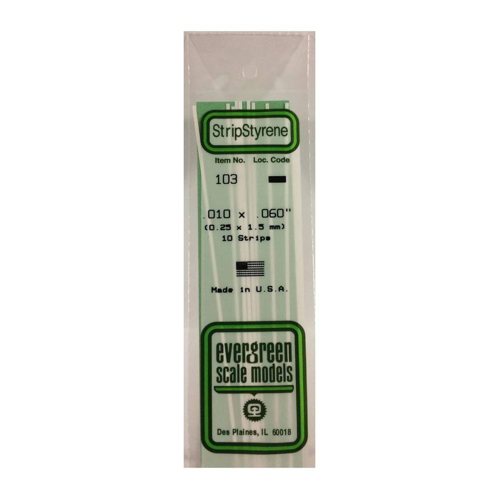 Evergreen StripStyrene Polystyrene Strips (Opaque White, .010/.060in)