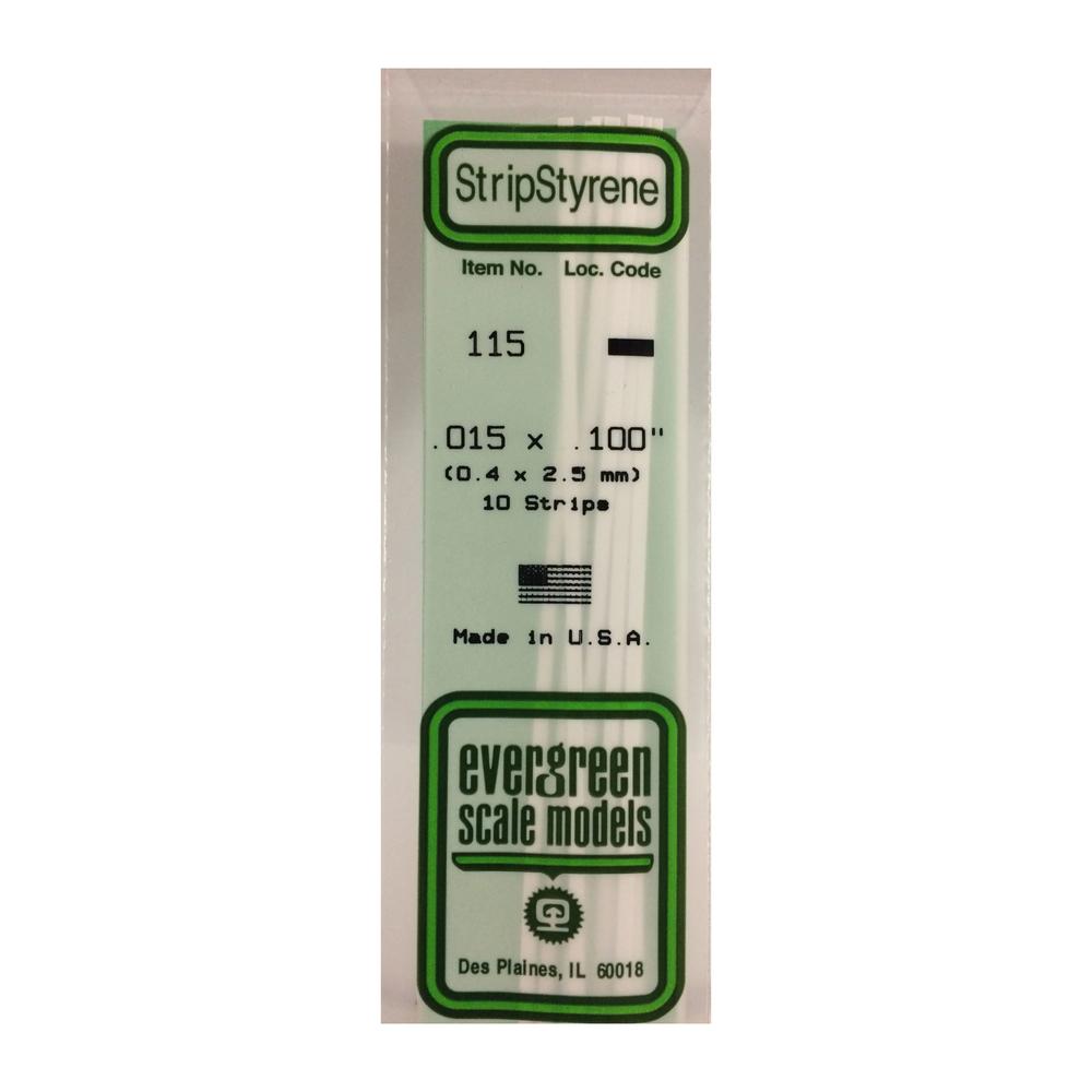 Evergreen StripStyrene Polystyrene Strips (Opaque White, .015/.100in)