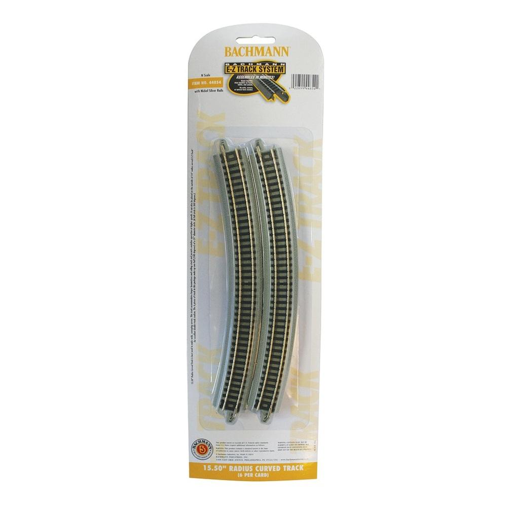 N-Scale 15.50" Radius Curved Track (6)