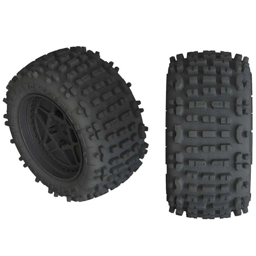 Arrma 1/10 DBoots Back Flip LP 4S Tire set (Glued, Black, 2pc)