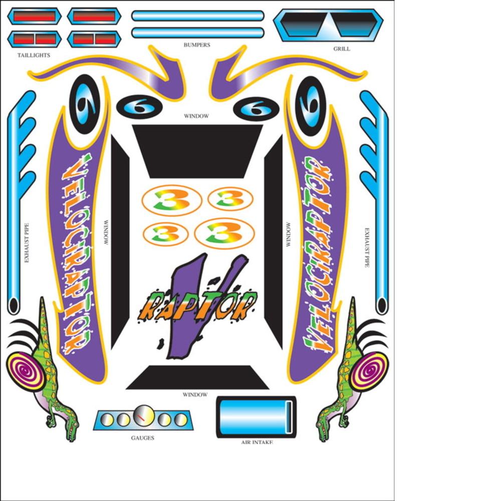 Pinewood Derby Raptor Stick-On Decal
