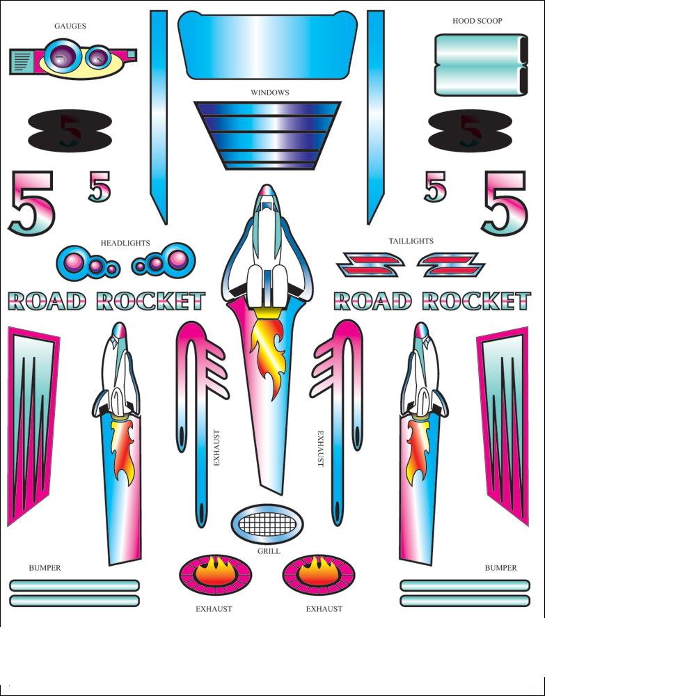 Pinewood Derby Road Rocket Stick-On Decal