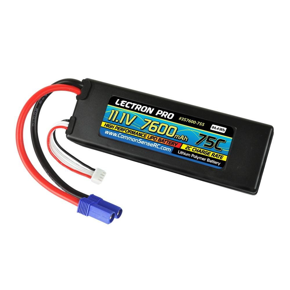 Battery - 11.1V 7600mAh 75C Hard Case Lipo w/EC5 Connector