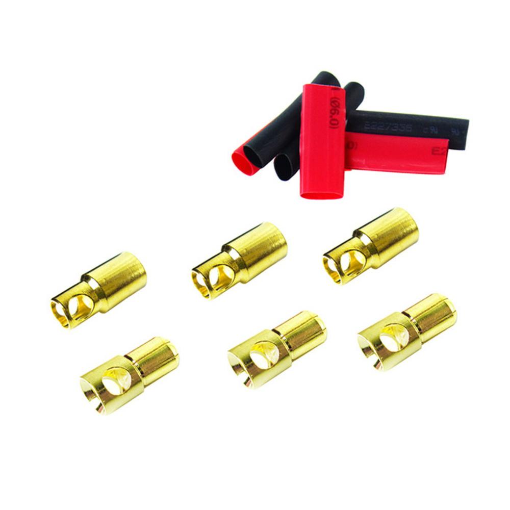 Common Sense RC Low Profile Bullet Connectors - 6mm 3 Male / 3 Female