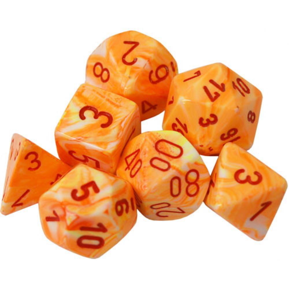 Chessex Polyhedral Dice Set: Festive Sunburst/Red (7)