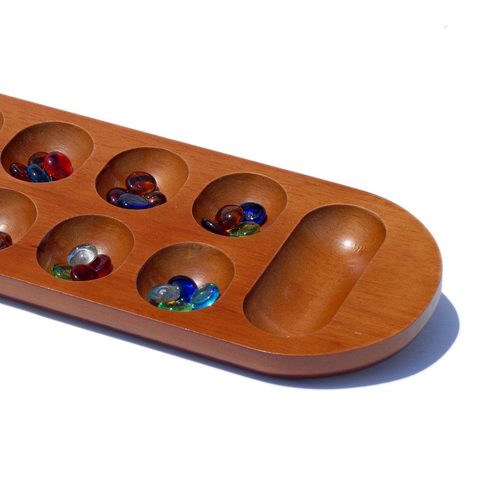 Coffee Table Mancala-African Stone Game-Solid Wood with Walnut Stain