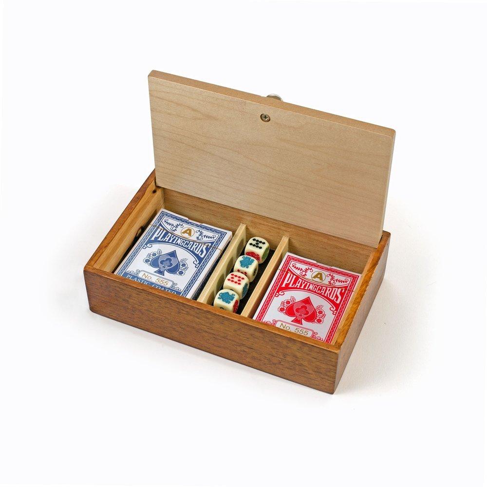 Aces & Spades Wood Card & Poker Dice Box