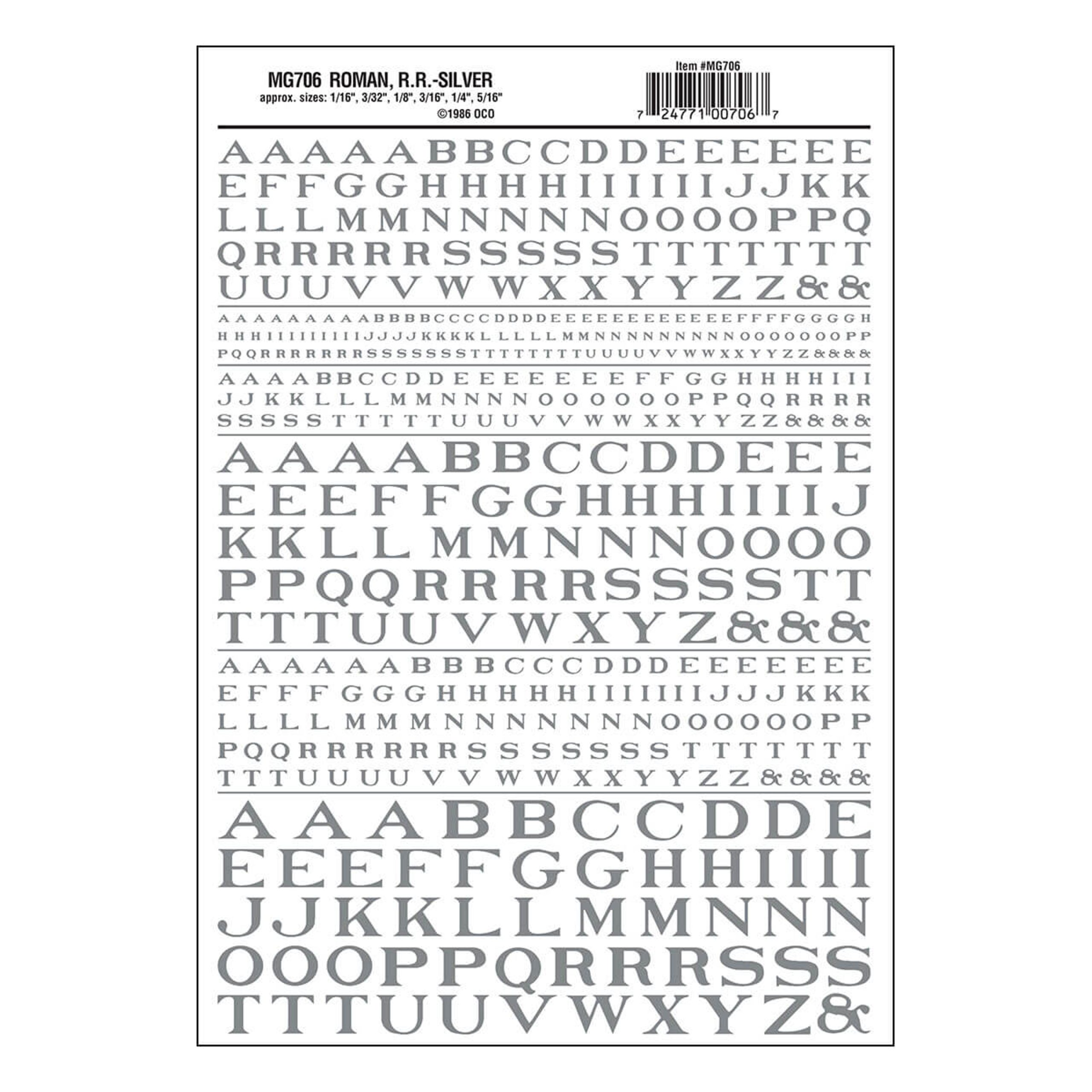Woodland Scenics Roman R.R. Letters (Silver)