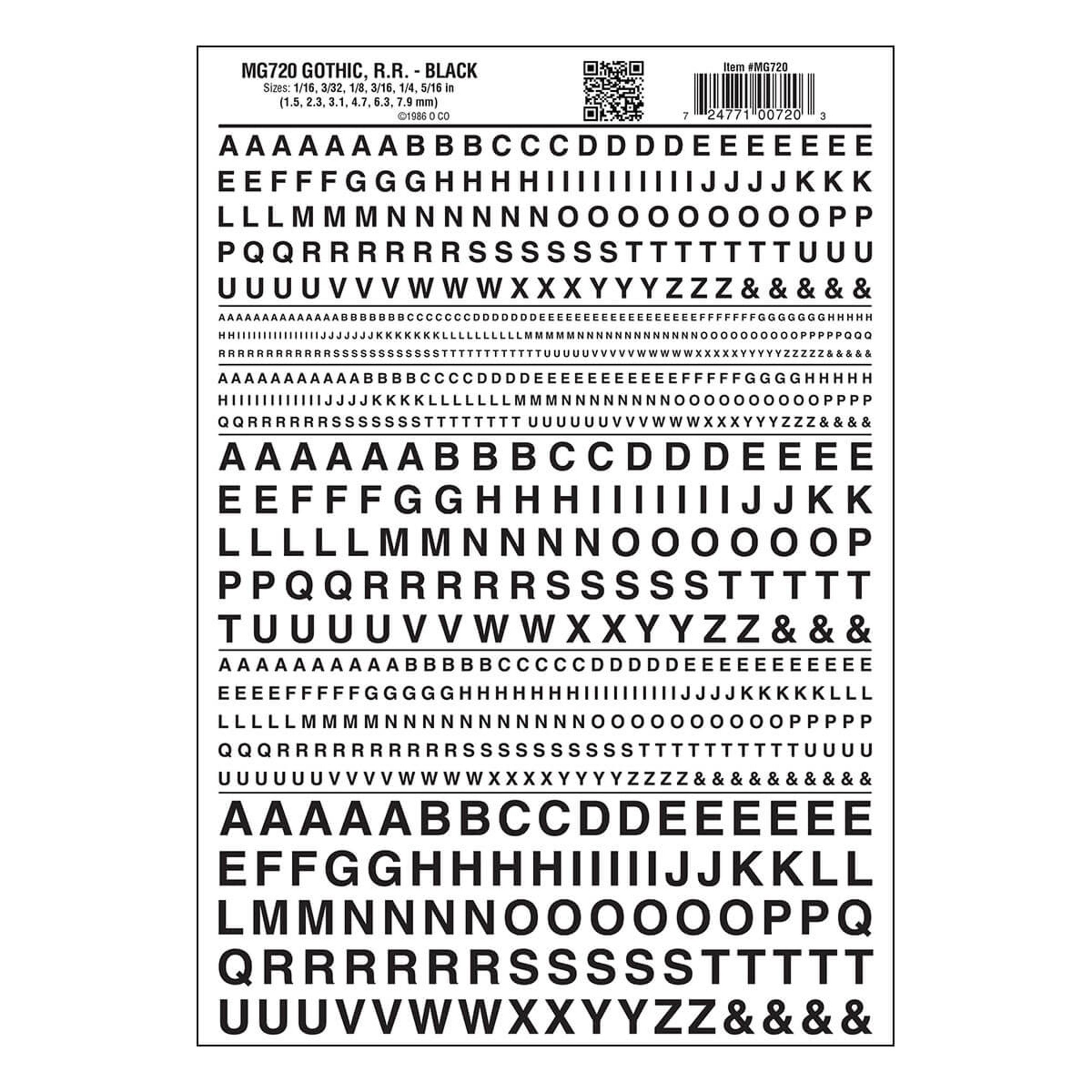 Woodland Scenics Gothic R.R. Letters (Black)