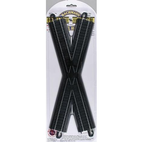 HO E-Z Track Steel Alloy 30 Crossing w/Black Roadbed.