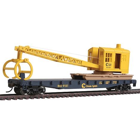 HO Flatcar w/Logging Crane - Ready to Run