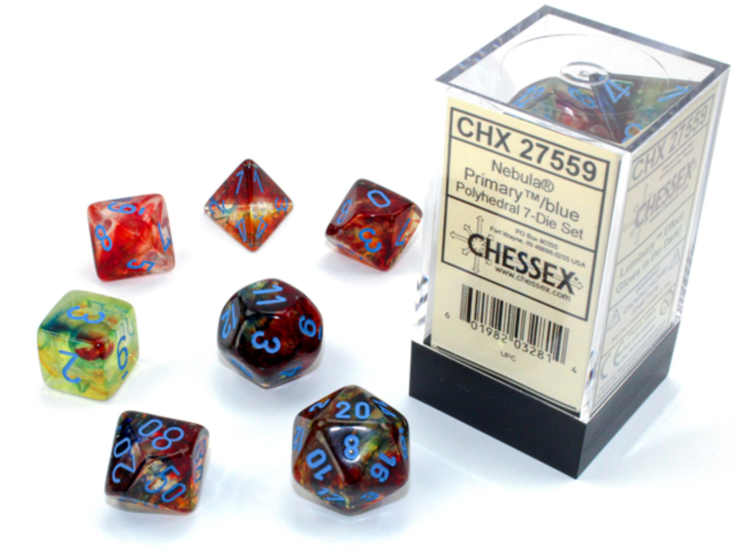 Chessex Nebula Polyhedral Primal 7-Die Set with Luminary Effect