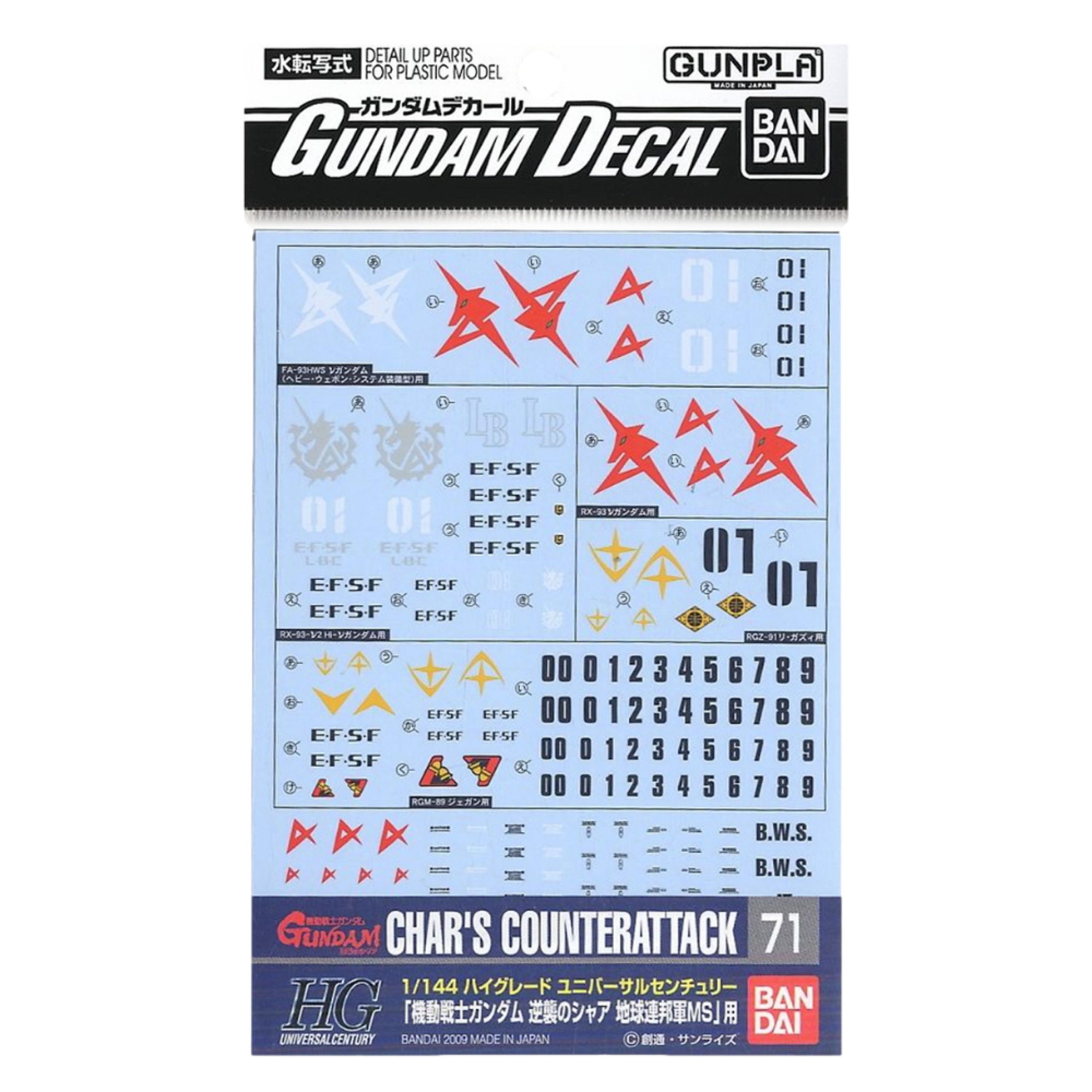 Bandai Gundam Decal 71 - Chars Counterattack Earth Federation