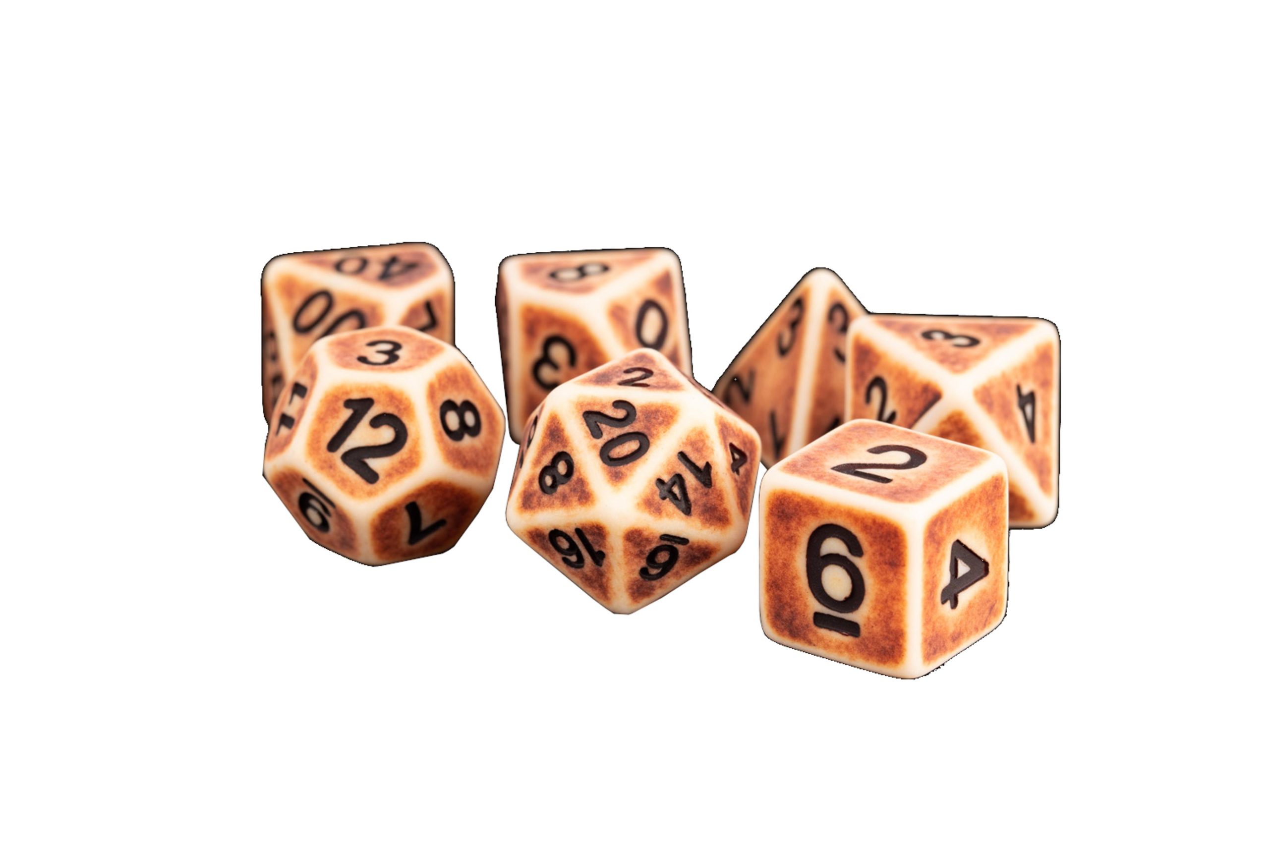 Metallic Games - 16mm Ancient Brown Resin Polyhedral Dice Set