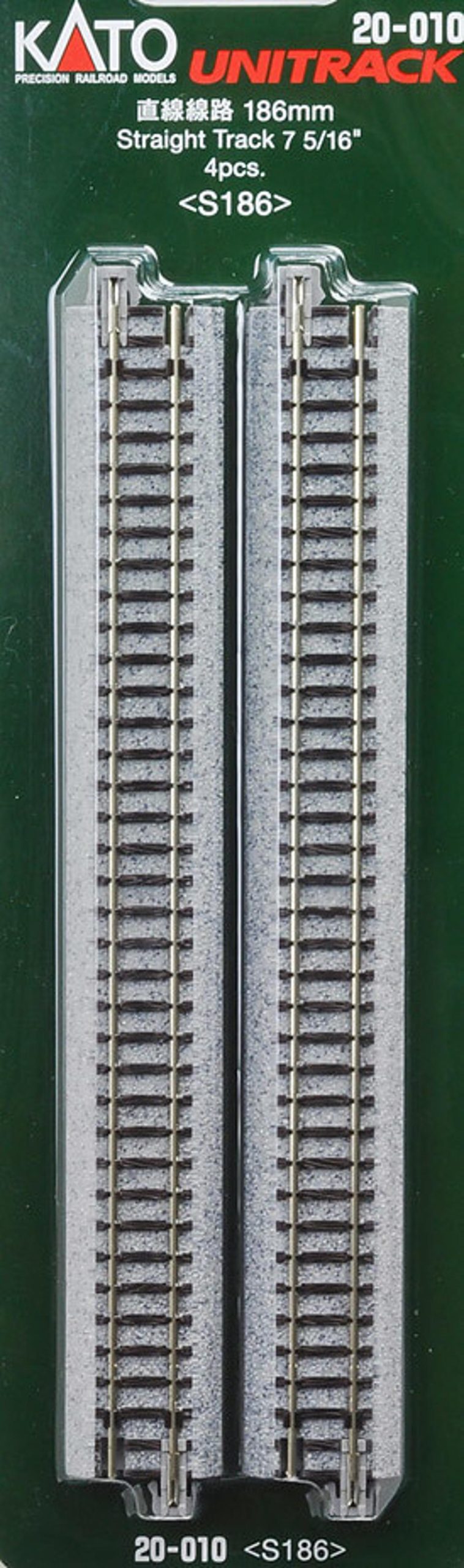 Kato N Scale Unitrack Straight Track 186mm (4 pcs)