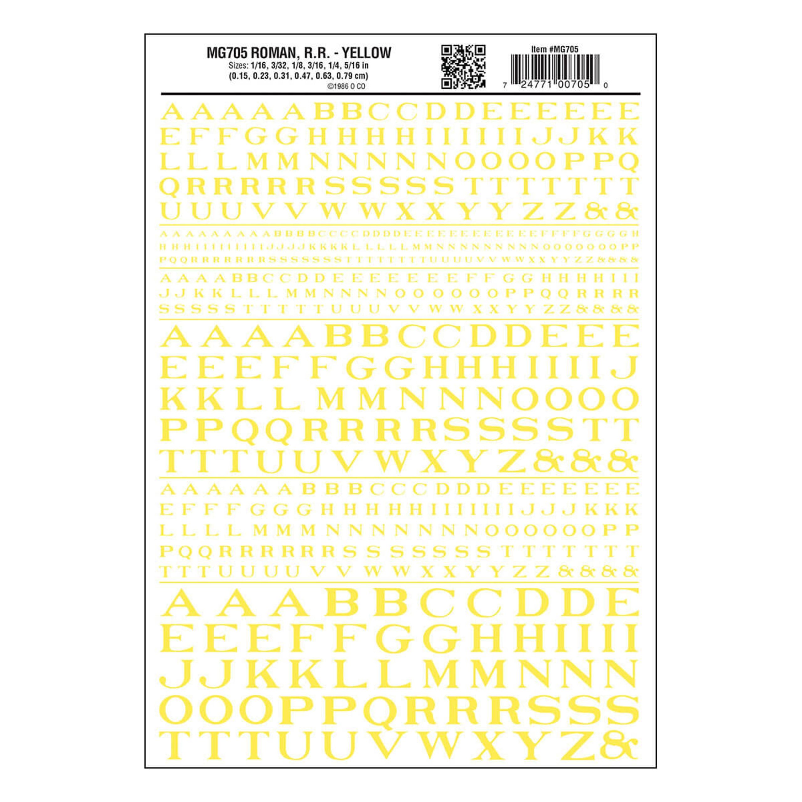 Woodland Scenics Roman R.R. Letters (Yellow)