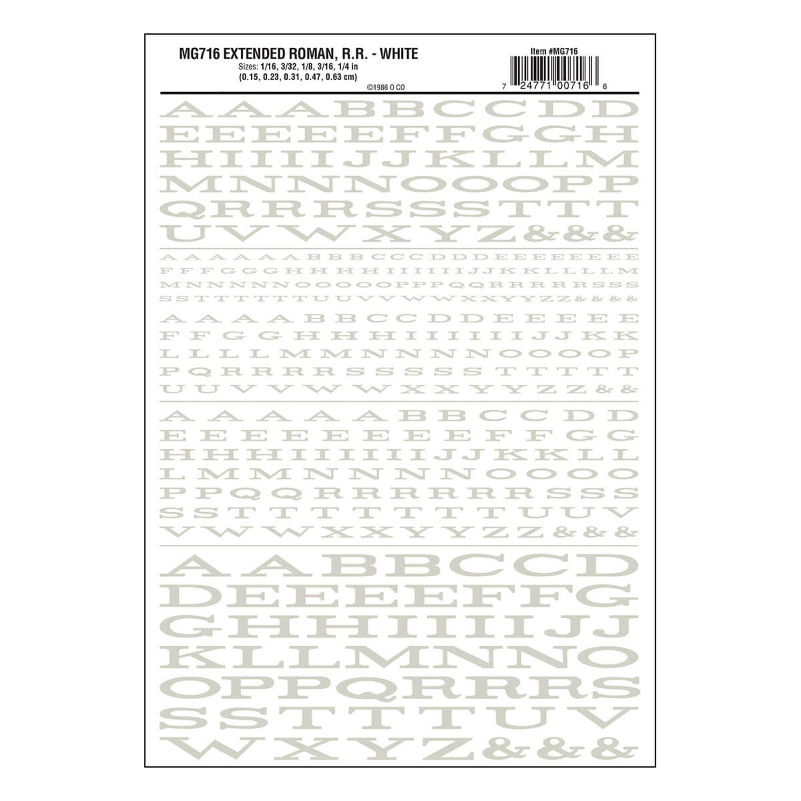 Woodland Scenics Extended Roman R.R. Letters (White)