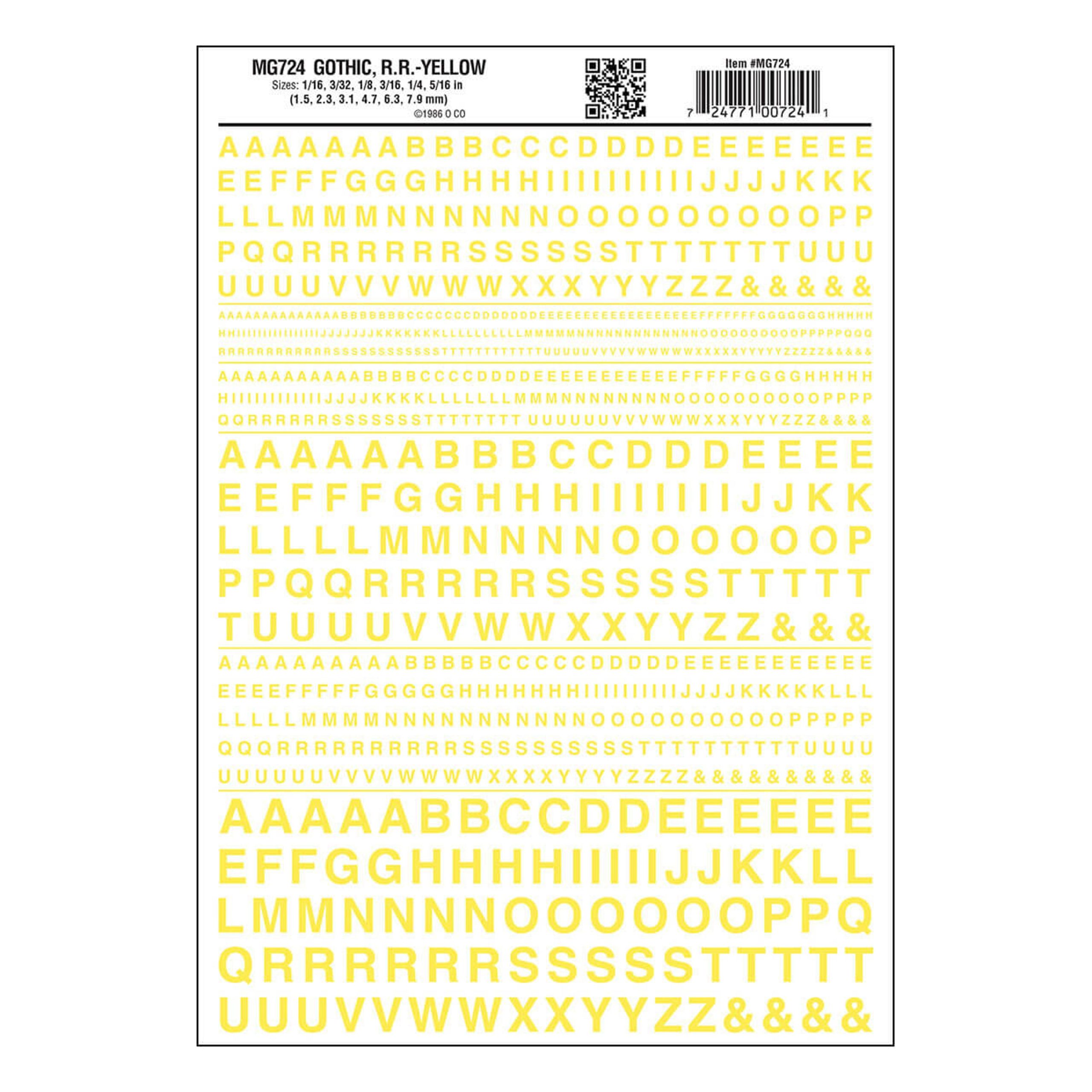 Woodland Scenics Gothic R.R. Letters (Yellow)