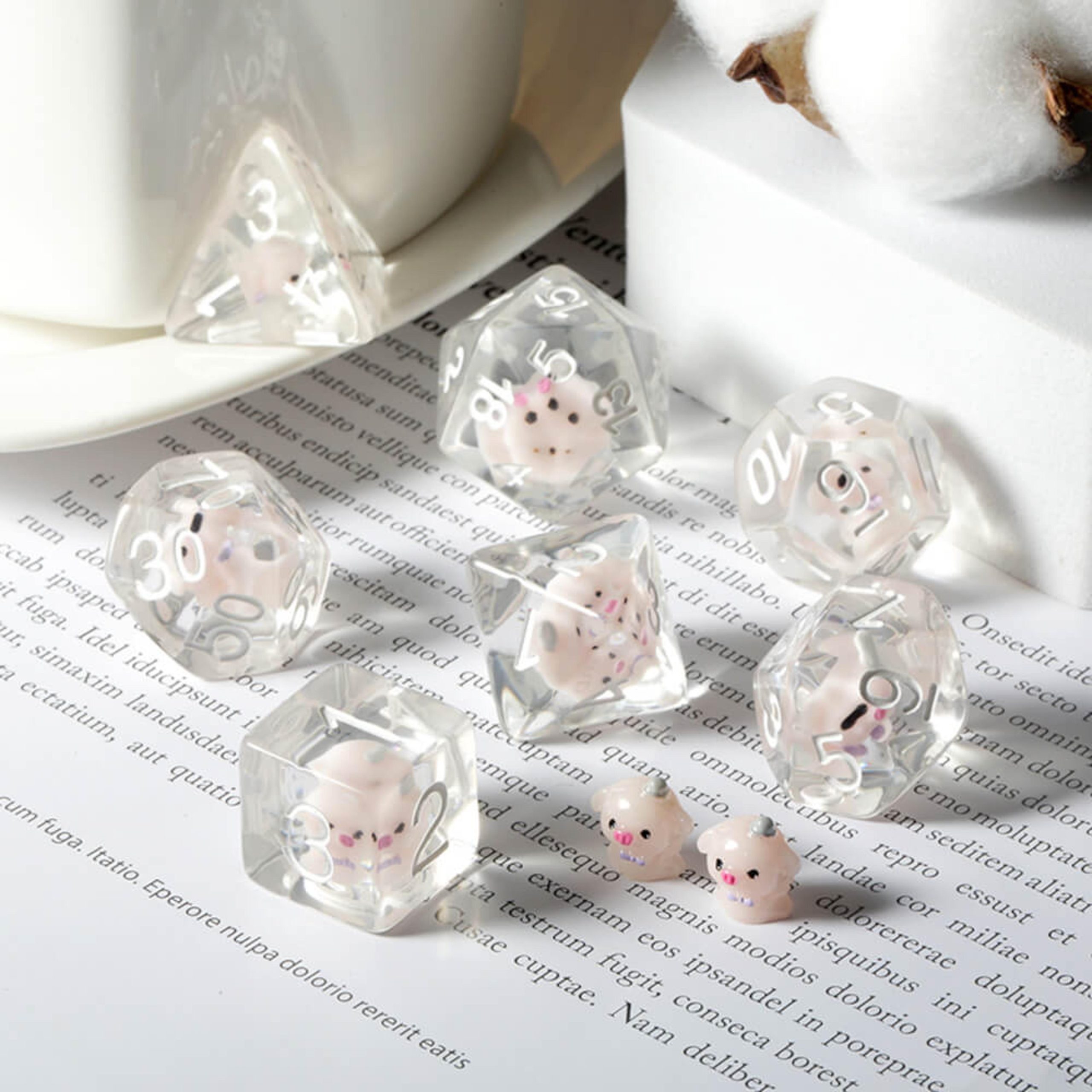 Dice Habit Polyhedral Resin 7 Die Set - Pig