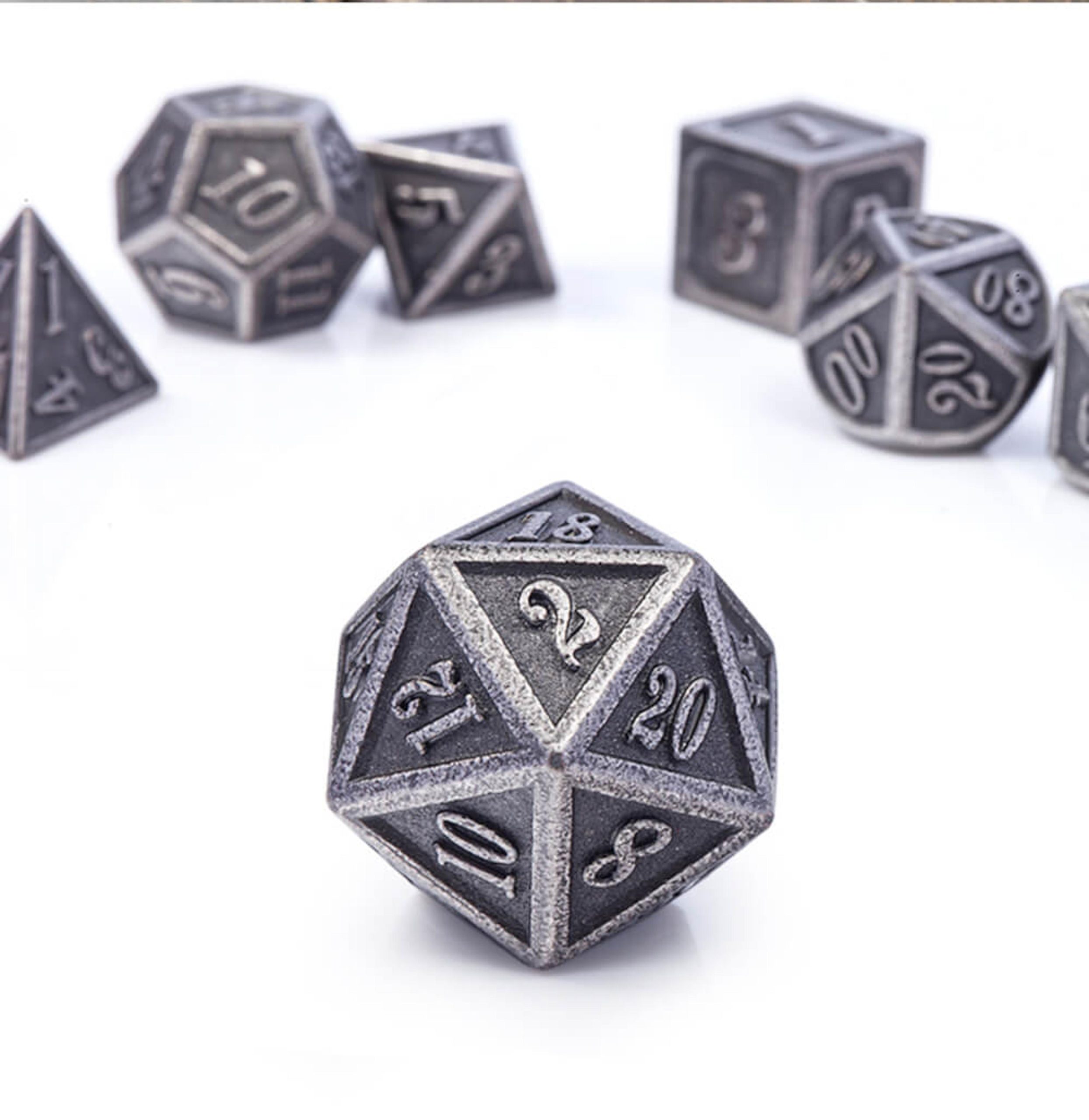 Dice Habit Polyhedral Metal and Enamel 7 Die Set - Iron