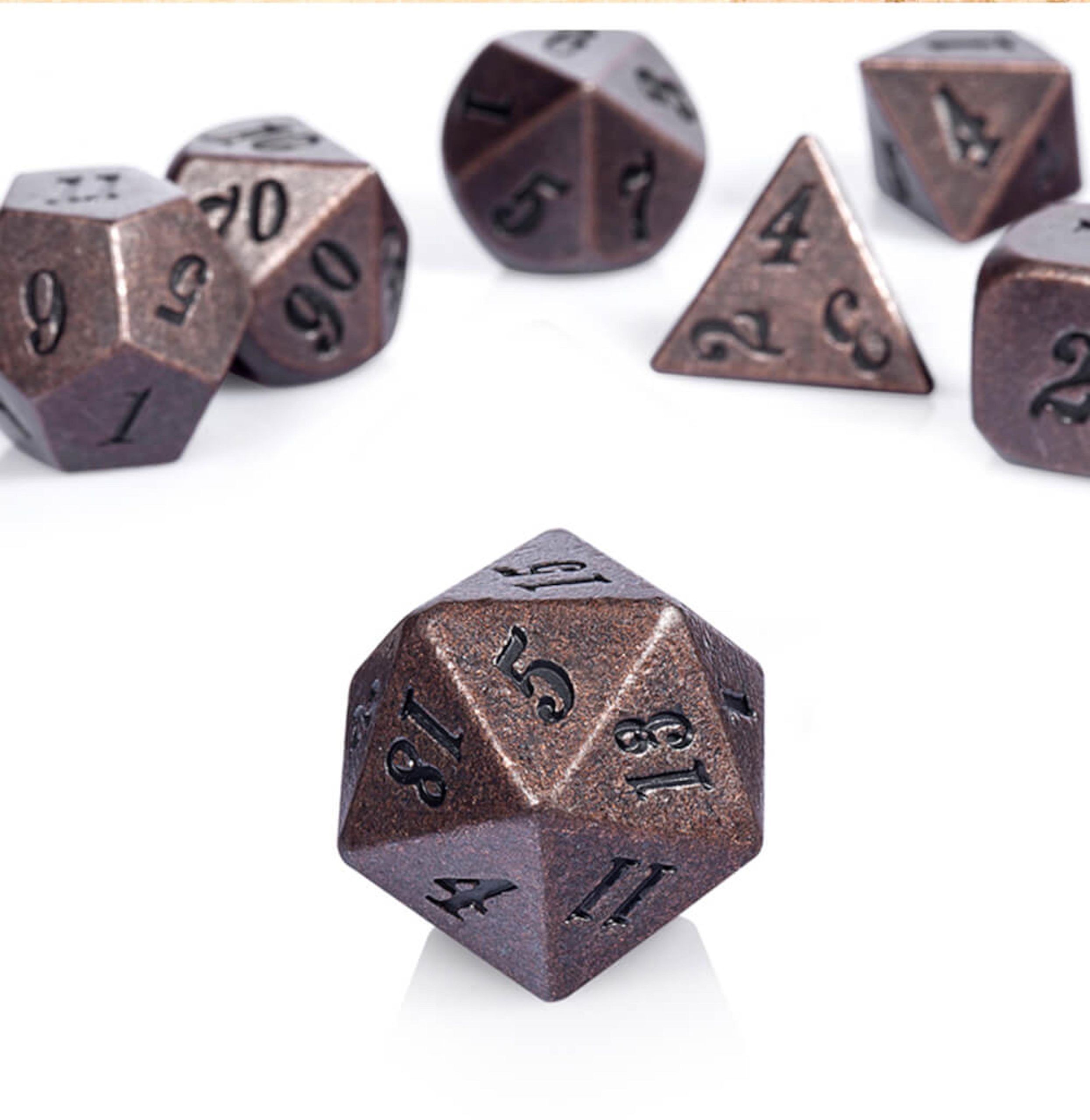 Dice Habit Polyhedral Metal and Enamel 7 Die Set - Crude Copper