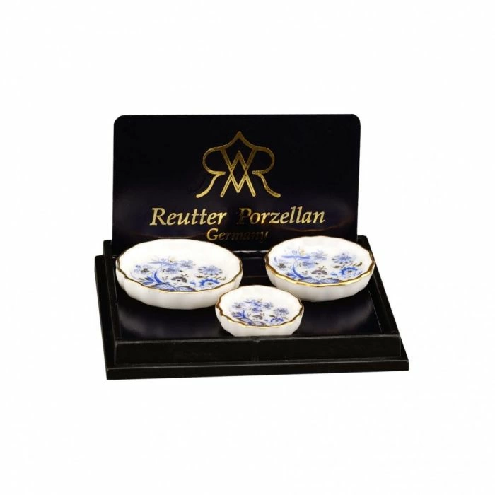 Blue and Gold Dishes, Pack of 3