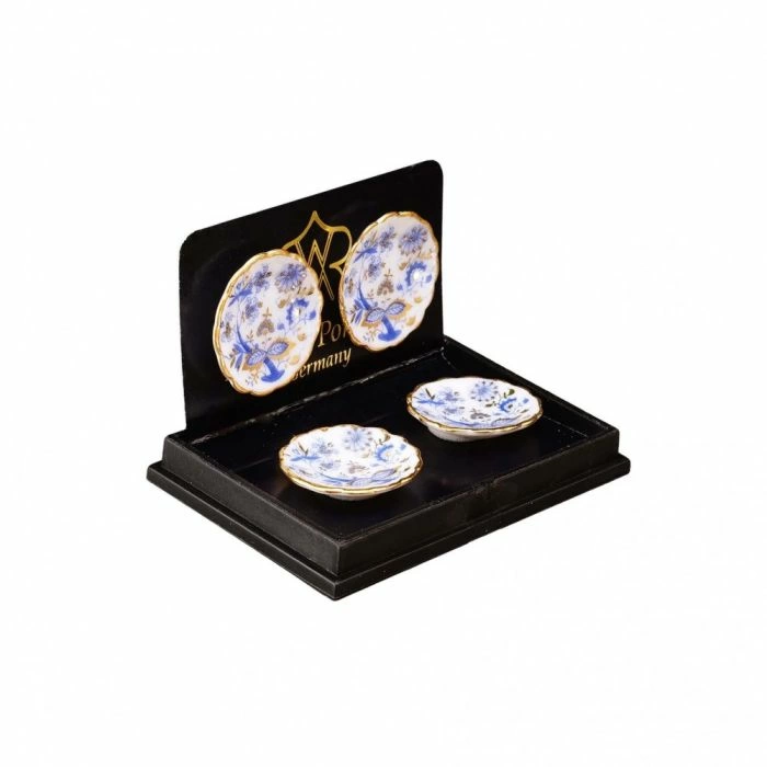 Blue and Gold Cake Plates, Pack of 4