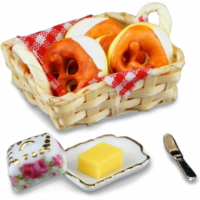 Basket of Pretzels with Butter Dish