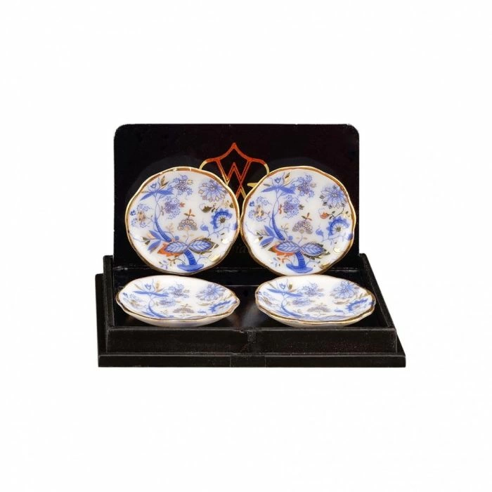 Blue and Gold Dinner Plates, Pack of 4