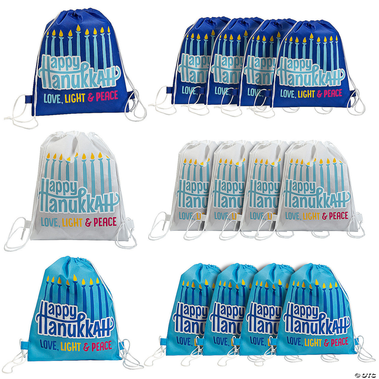 Medium Hanukkah Nonwoven Drawstring Bags