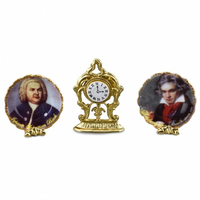 Bach and Beethoven Plates with Clock