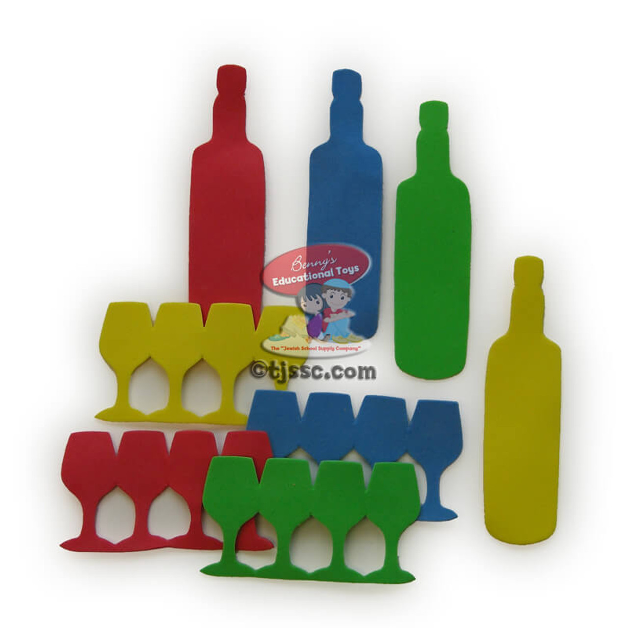 Passover Bottles & 4 Cups Foam Shapes for Jewish Arts & Crafts