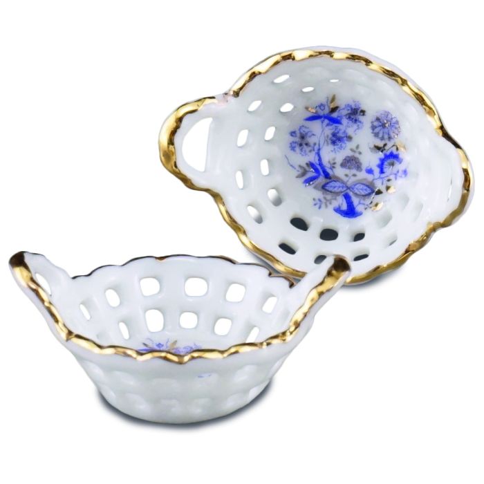 Pair of Blue and Gold Baskets