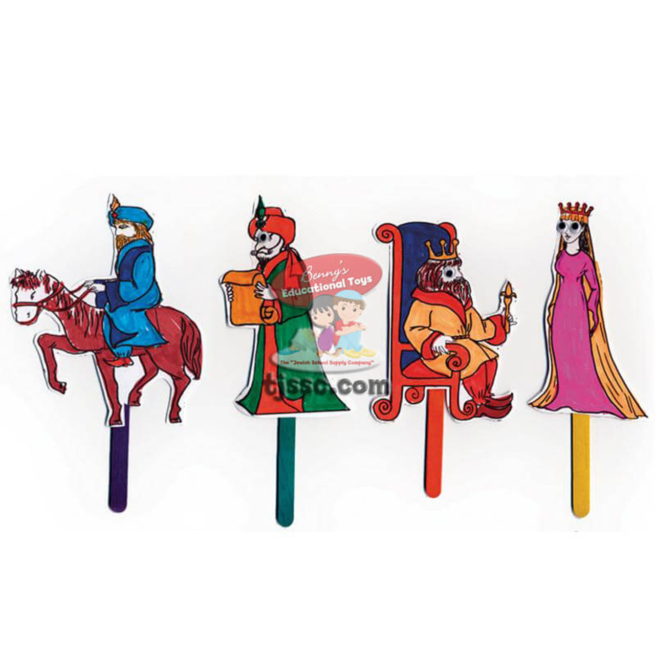 Purim Character Puppets + Wiggly Eyes & Craftsticks (20 Sets)