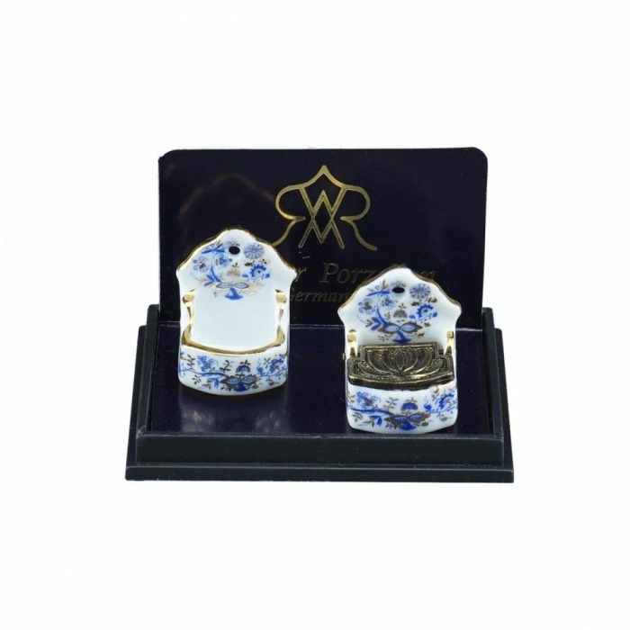 Pair of Blue and Gold Salt Cellars