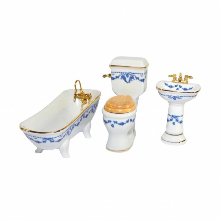 Blue Bow Bathroom Set