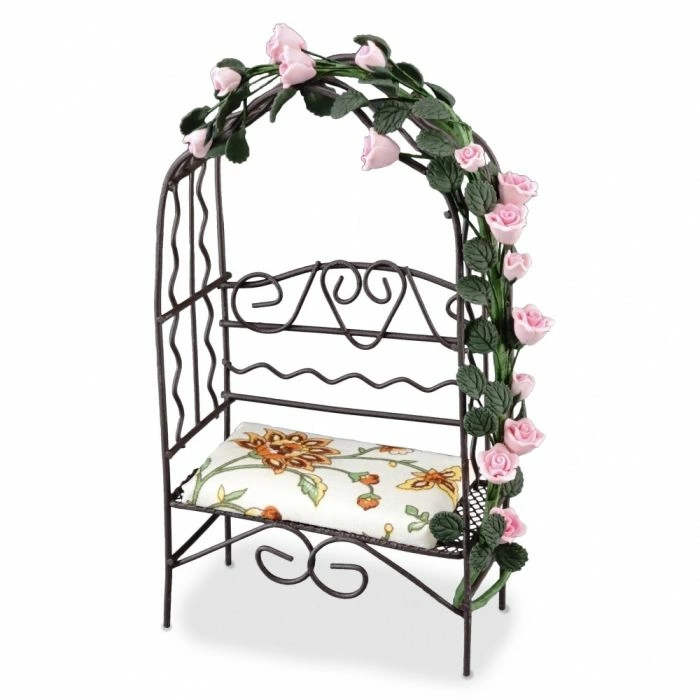 Garden Bench with Arch and Cream Cushion