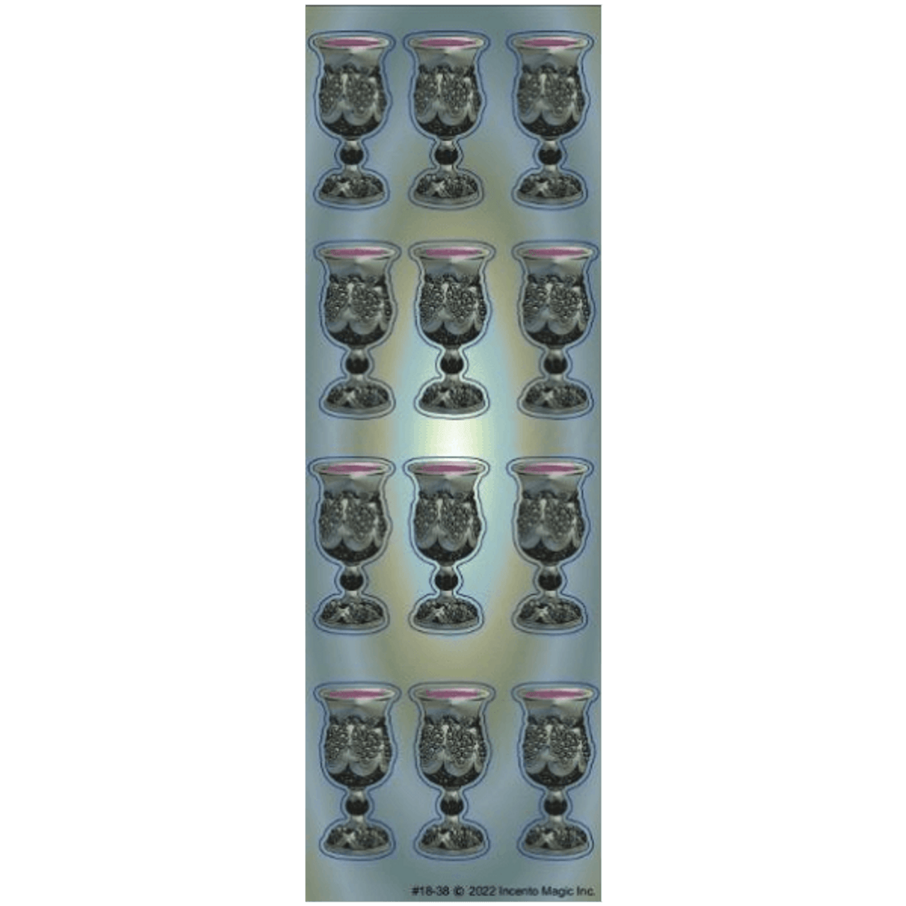 Small Silver Kiddush Cup with red Rim 1.5" - Die Cut Jewish Stickers (6 sheets)