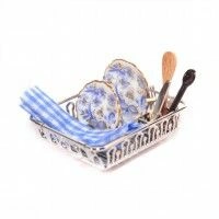 Sink Drainer with Blue and Gold Porcelain