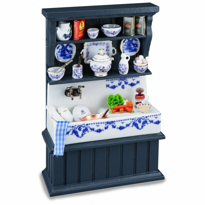 Blue Kitchen Sink Cabinet with Accessories